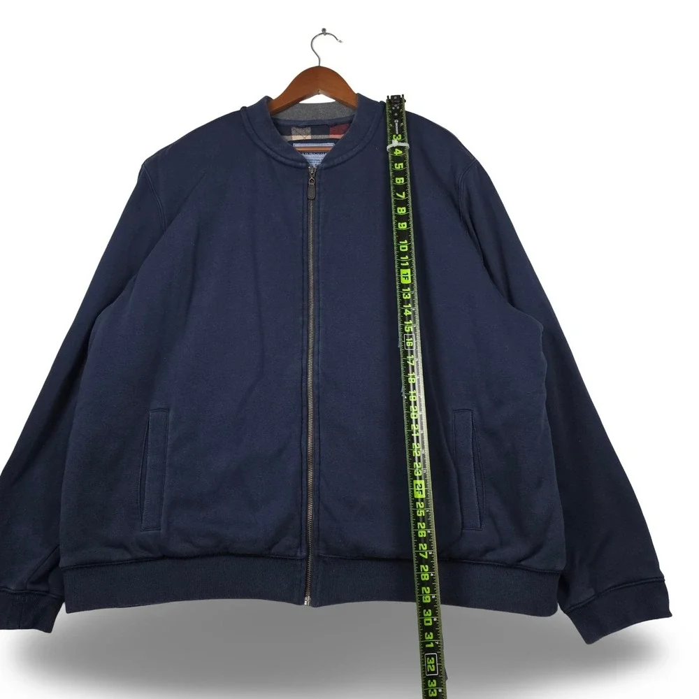L.L. Bean Mens XXL Reg Navy Blue Flannel Lined Bomber Full Zip Jacket 500548